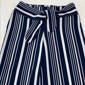 Striped Navy and White Wide Legs Women's Pants